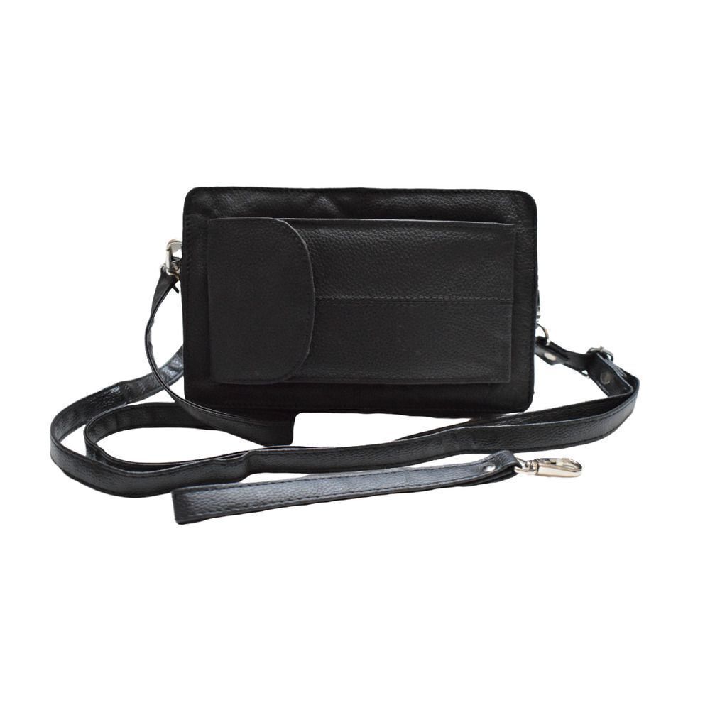 Women's New Black Leather Crossbody//Clutch Bag